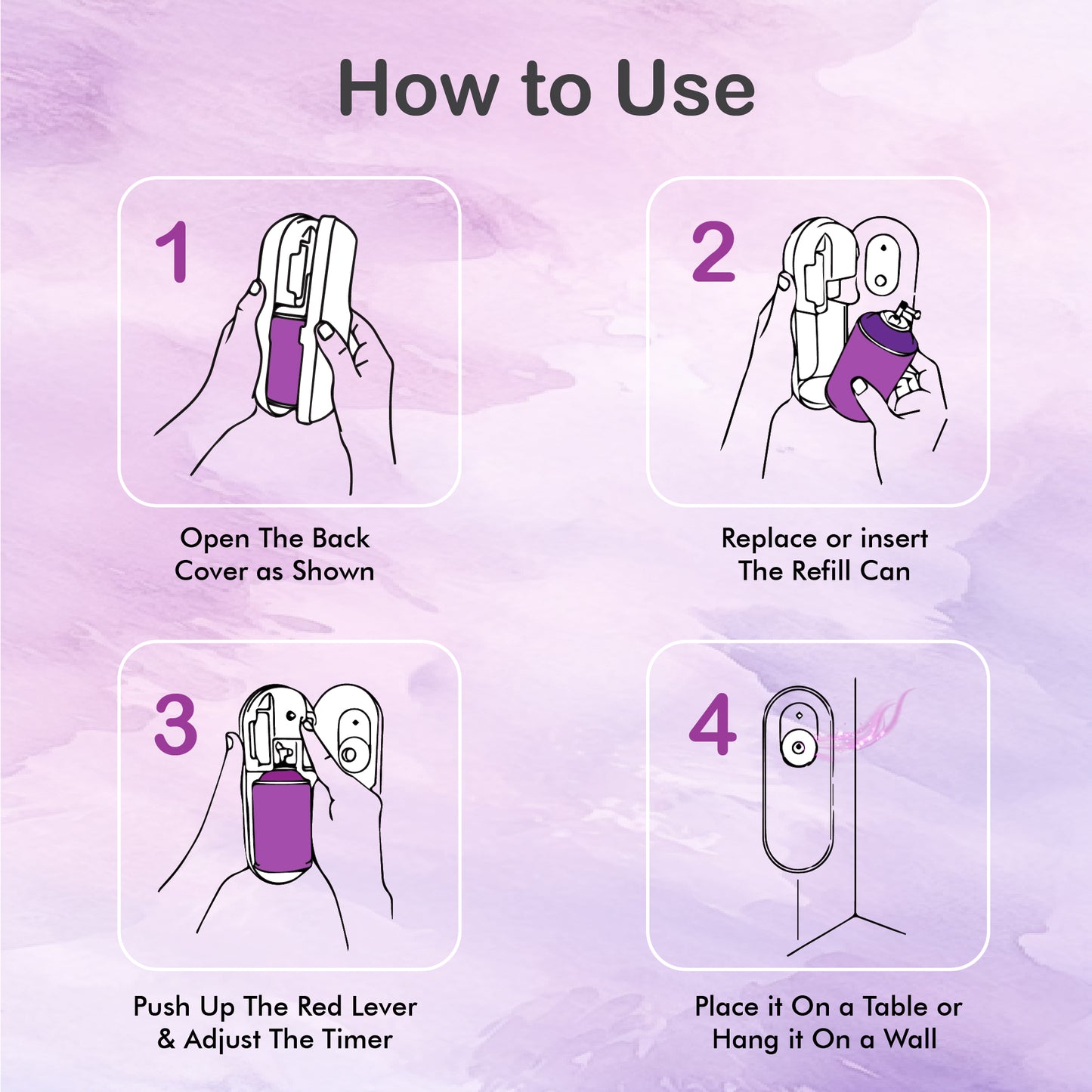 Vanilla and Muskmelon Purple Matic Automatic Air Fershner Oud & Musk with long lasting Fragrance