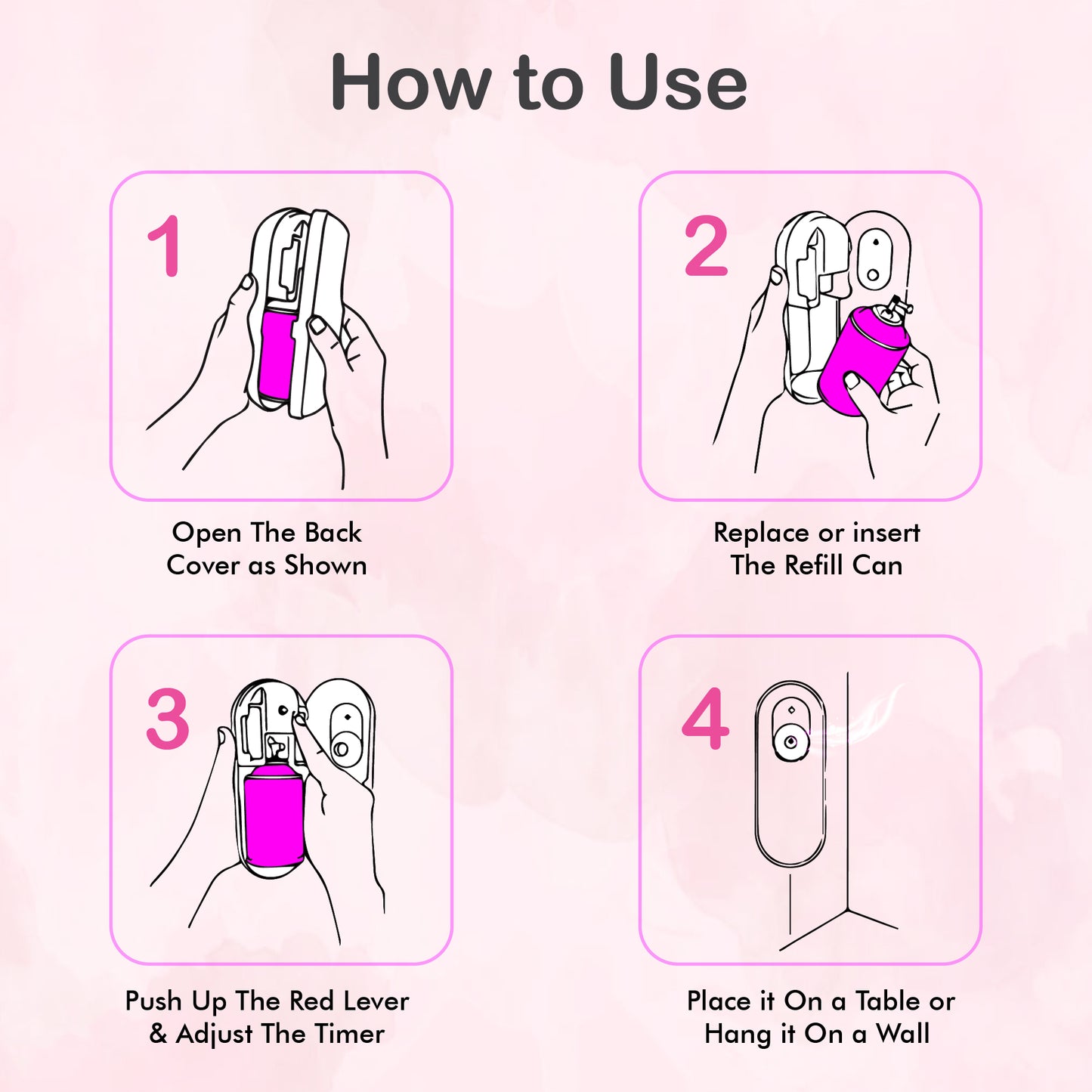 Pink Matic Air Fershner Automatic Tulip & Rose with long lasting Fragrance Booster