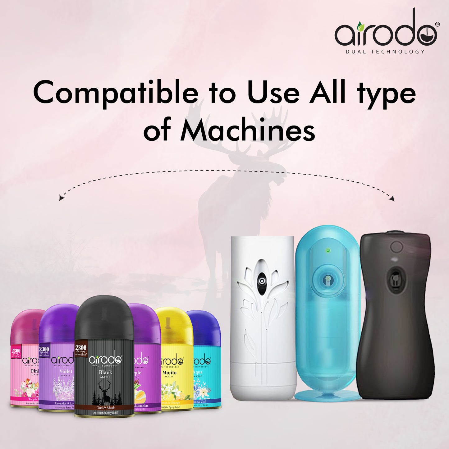 Black Matic Automatic Air Fershner Oud & Musk with long lasting Fragrance Booster