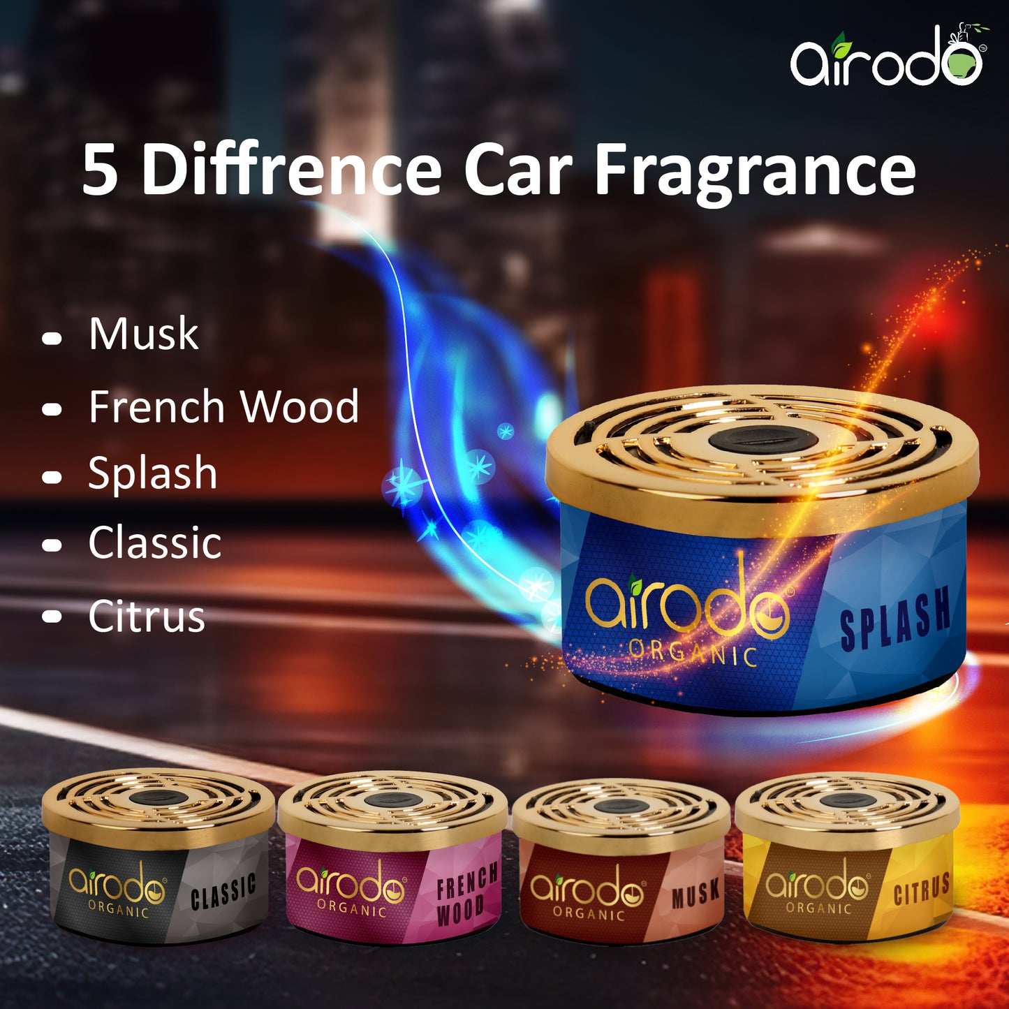 Dual Technology Organic Splash Air Fershner for Car Fragrance