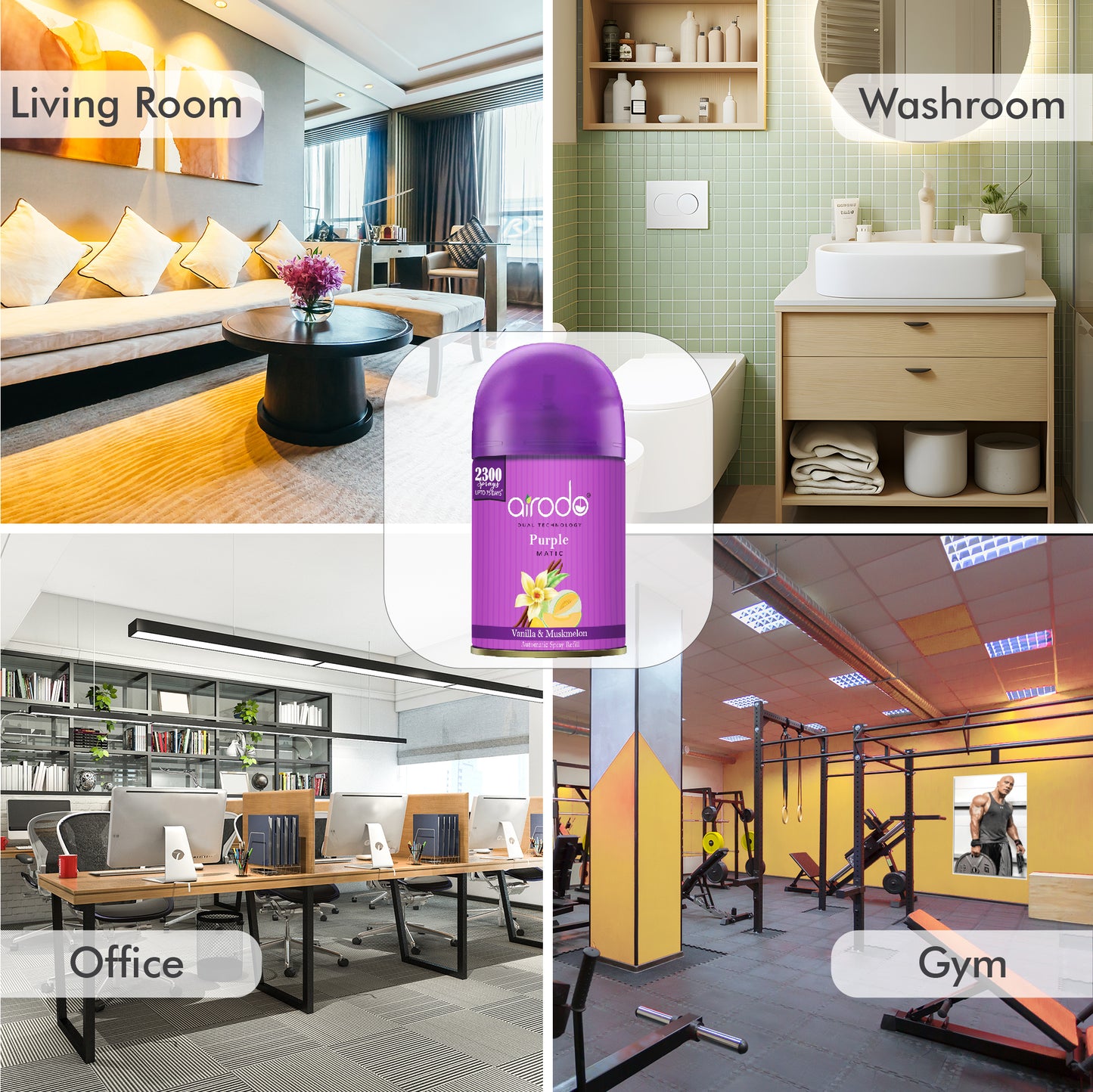 Vanilla and Muskmelon Purple Matic Automatic Air Fershner Oud & Musk with long lasting Fragrance