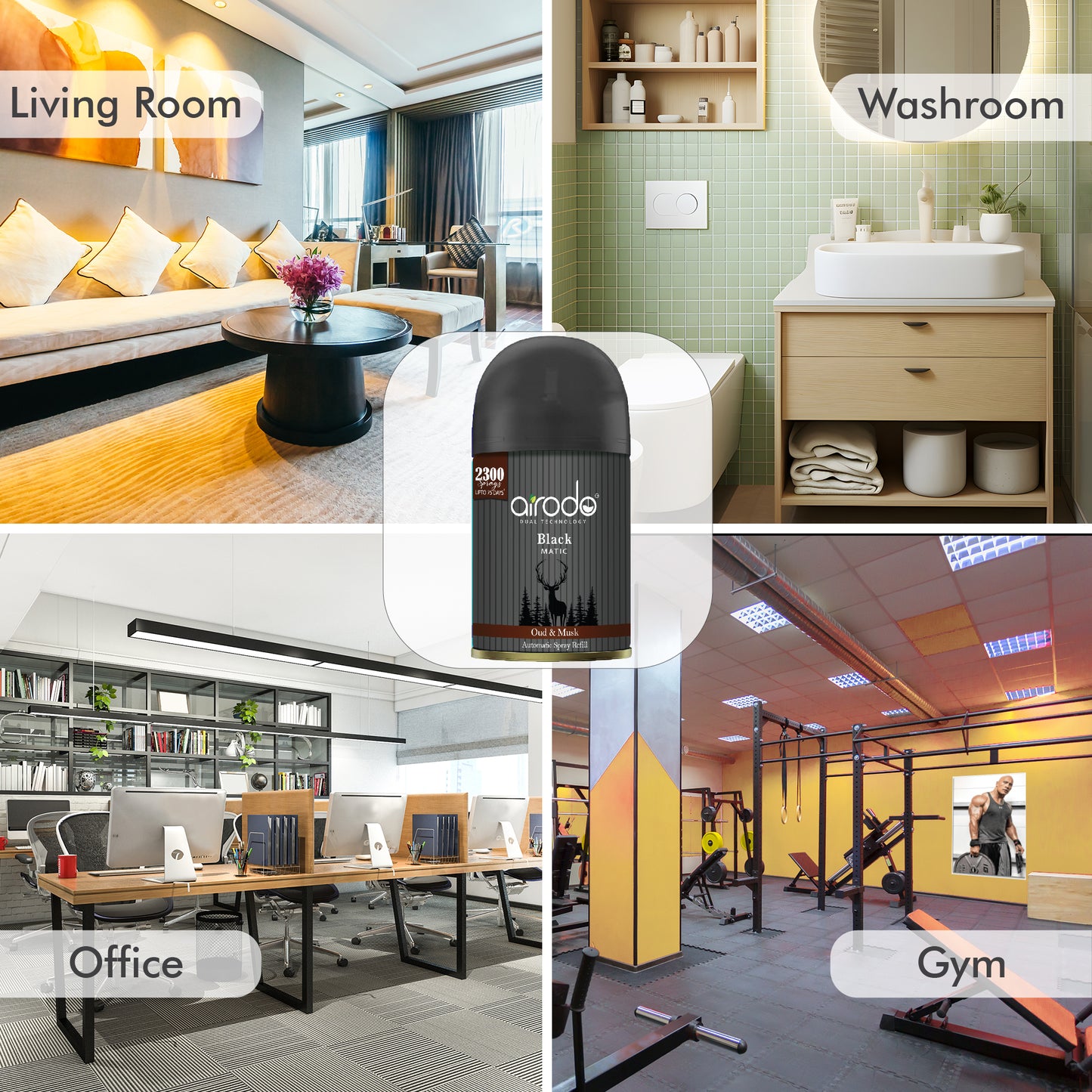 Black Matic Automatic Air Fershner Oud & Musk with long lasting Fragrance Booster