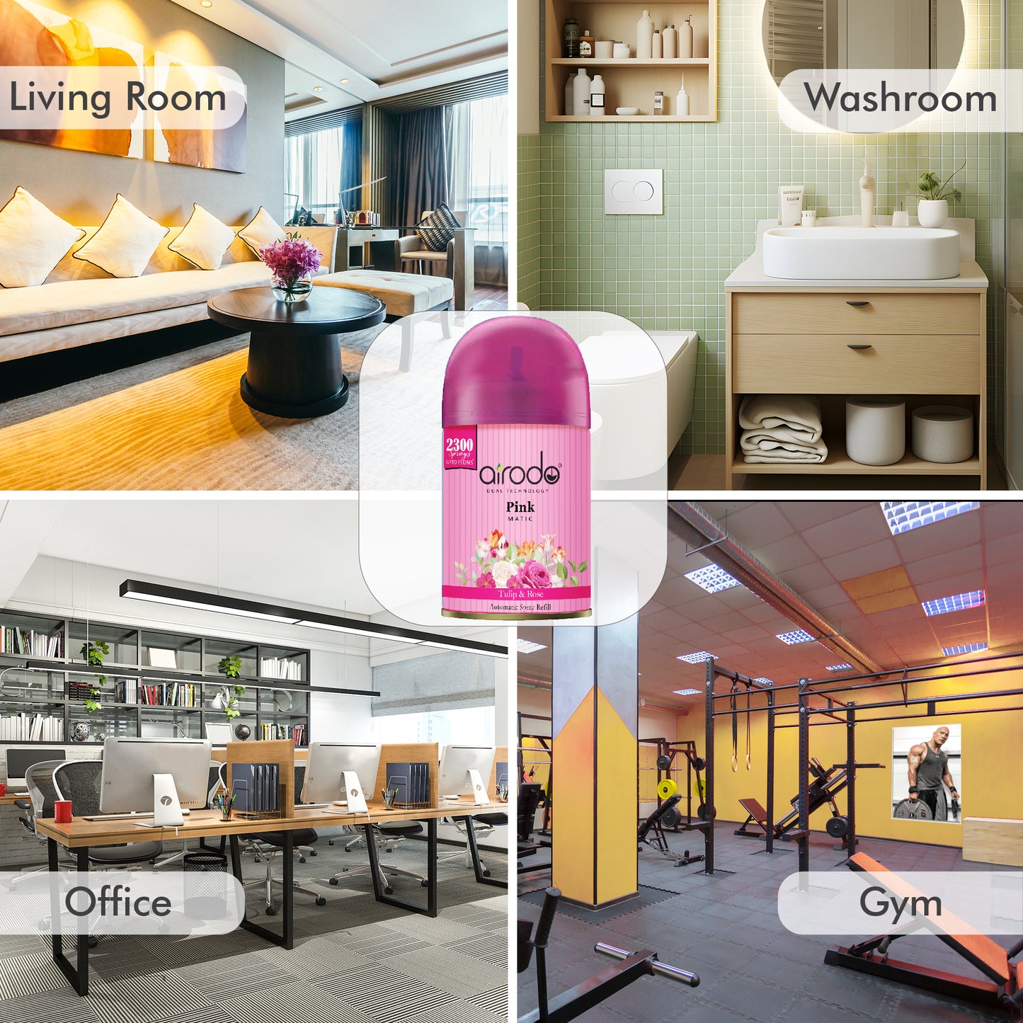 Pink Matic Air Fershner Automatic Tulip & Rose with long lasting Fragrance Booster