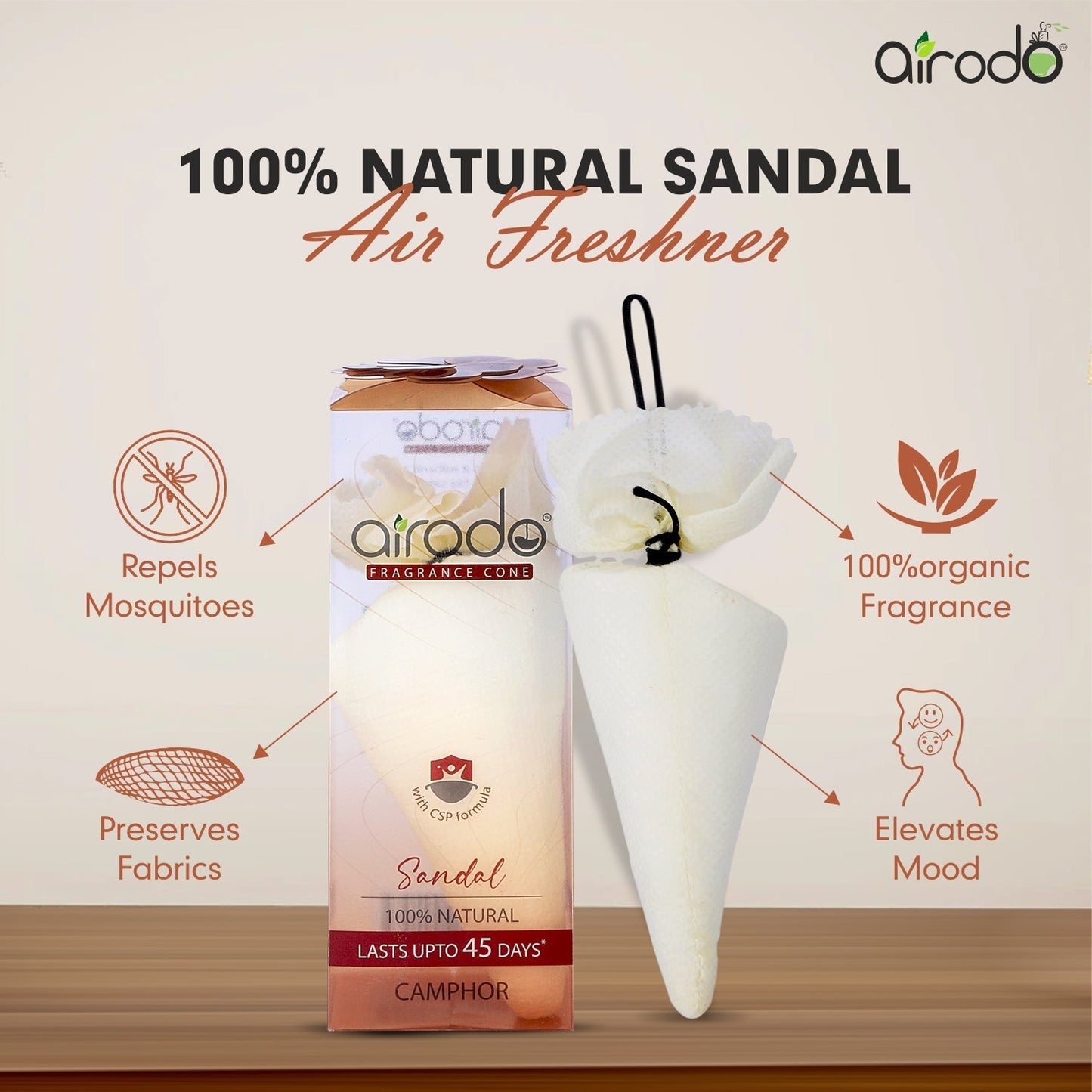 Sandalwood Camphor Cone - Room, Car and Air Freshener | 70 g