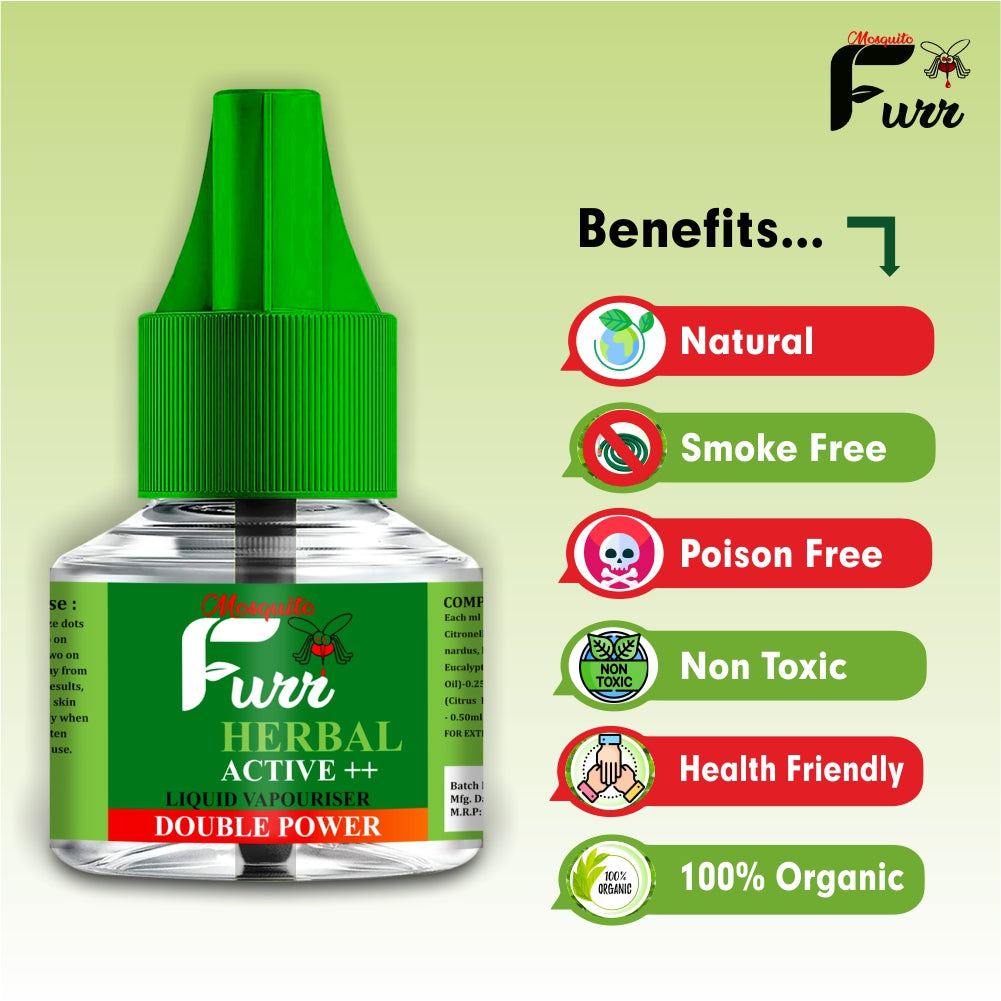 MOSQUITO FURR Herbal Active ++I Mosquito Repellent Vaporizer | No Kerosene Oil