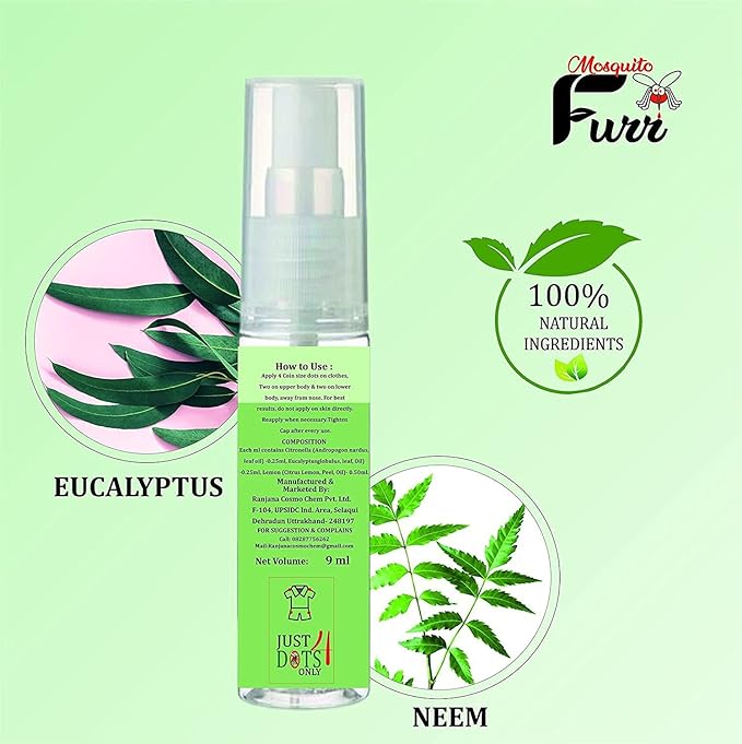 Mosquito Furr 100% Natural Mosquito Repellent Fabric | 8-Hour Protect | Citrus - 9 ml