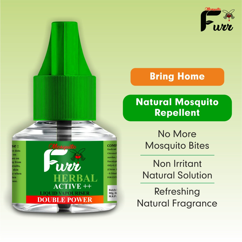 MOSQUITO FURR Herbal Active ++I Mosquito Repellent Vaporizer | No Kerosene Oil
