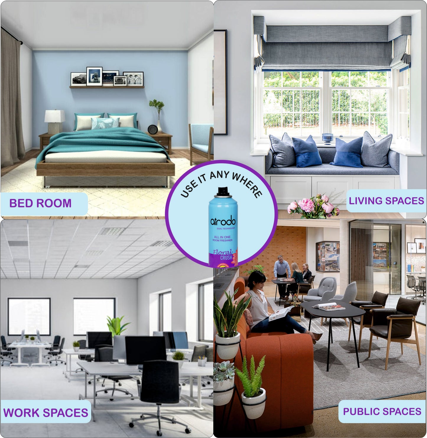 Air Freshener Floral Crush 250 ml for Car, Home, Bathroom and kitchen