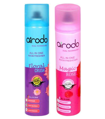 AIRODO Magic Rose and Floral Crush Air Freshener Combo Pack with Dual Technology Automatic Spray  (2 x 250 ml)