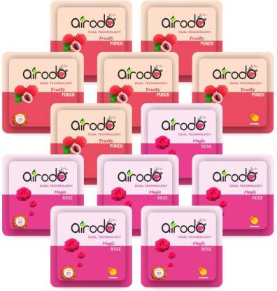 AIRODO Power Pocket Gel Air Freshener | Assorted Mix Scents | Pack of 12 Refill  (12 x 10 g)