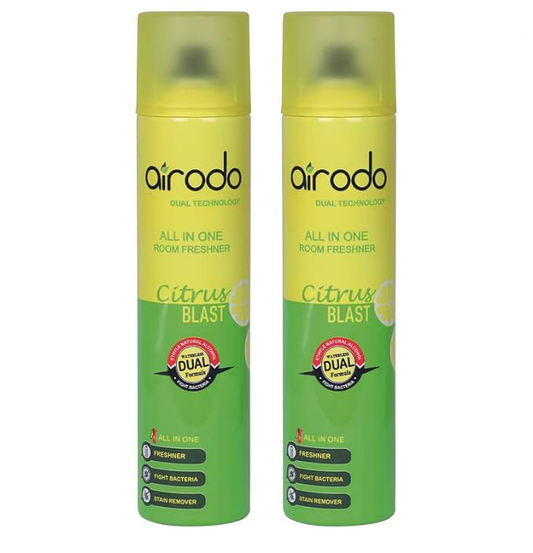 AIRODO Citrus Blast Air Freshener with Dual Technology, Easy Push and Spray, Stain Removal Floral Crush, All in One Room Freshener for Home and Office