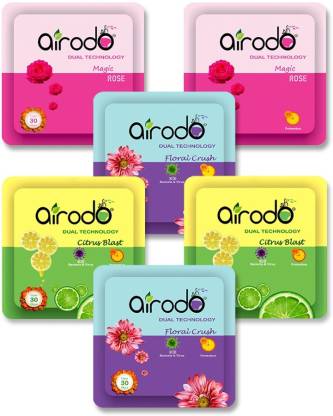AIRODO Power Pocket Gel Air Freshener | Assorted Mix Scents | Pack of 6 Refill  (6 x 10 g)