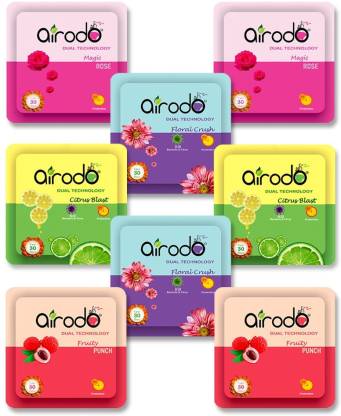 AIRODO Power Pocket Gel Air Freshener | Assorted Mix Scents | Pack of 8 Refill  (8 x 10 g)