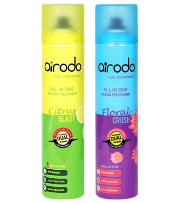 AIRODO Citrus Blast and Floral Crush Air Freshener Combo Pack with Dual Technology Automatic Spray  (2 x 1 Units)