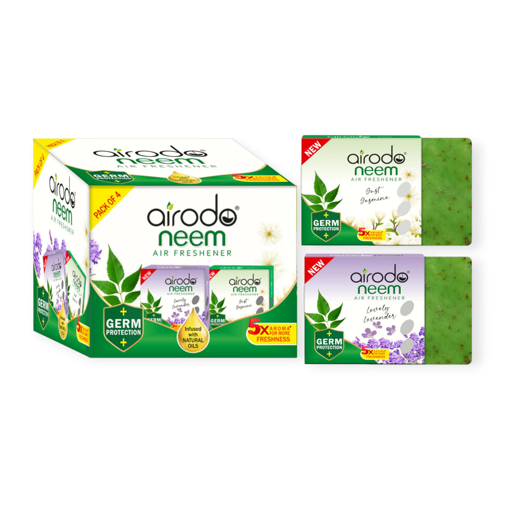 AIRODO Neem Bathroom Air Freshener Assorted Blocks|Mixed Fragrance|30 Days Long Lasting (4 x 50g)