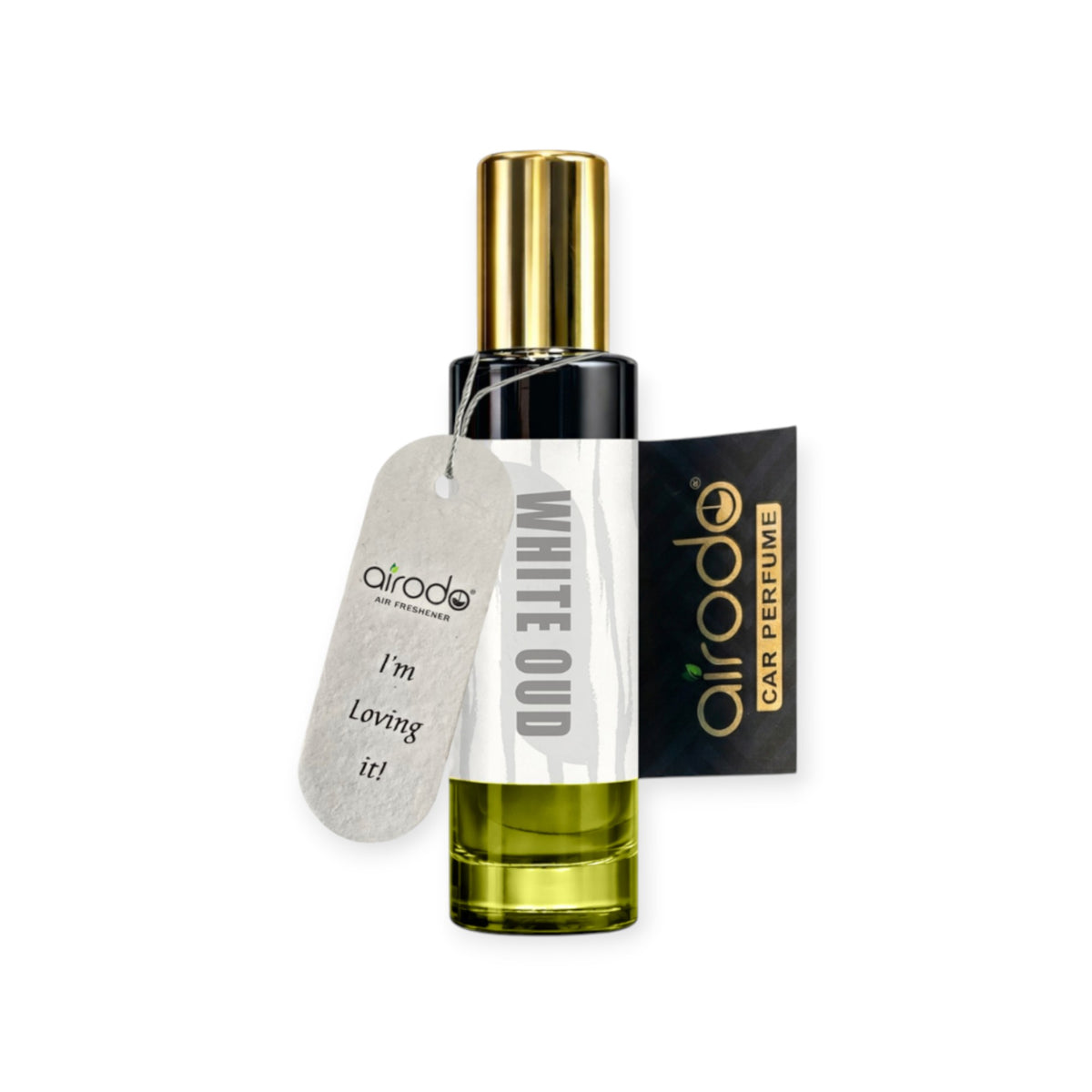 AIRODO White Oud Car Air Freshener Spray with Hanging Card | Luxury Car Perfume | 200+ Sprays | Long-Lasting Fragrance | 30 ml