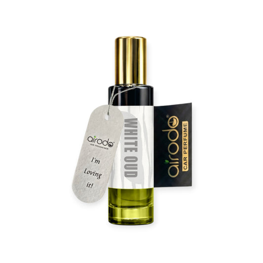 AIRODO White Oud Car Air Freshener Spray with Hanging Card | Luxury Car Perfume | 200+ Sprays | Long-Lasting Fragrance | 30 ml
