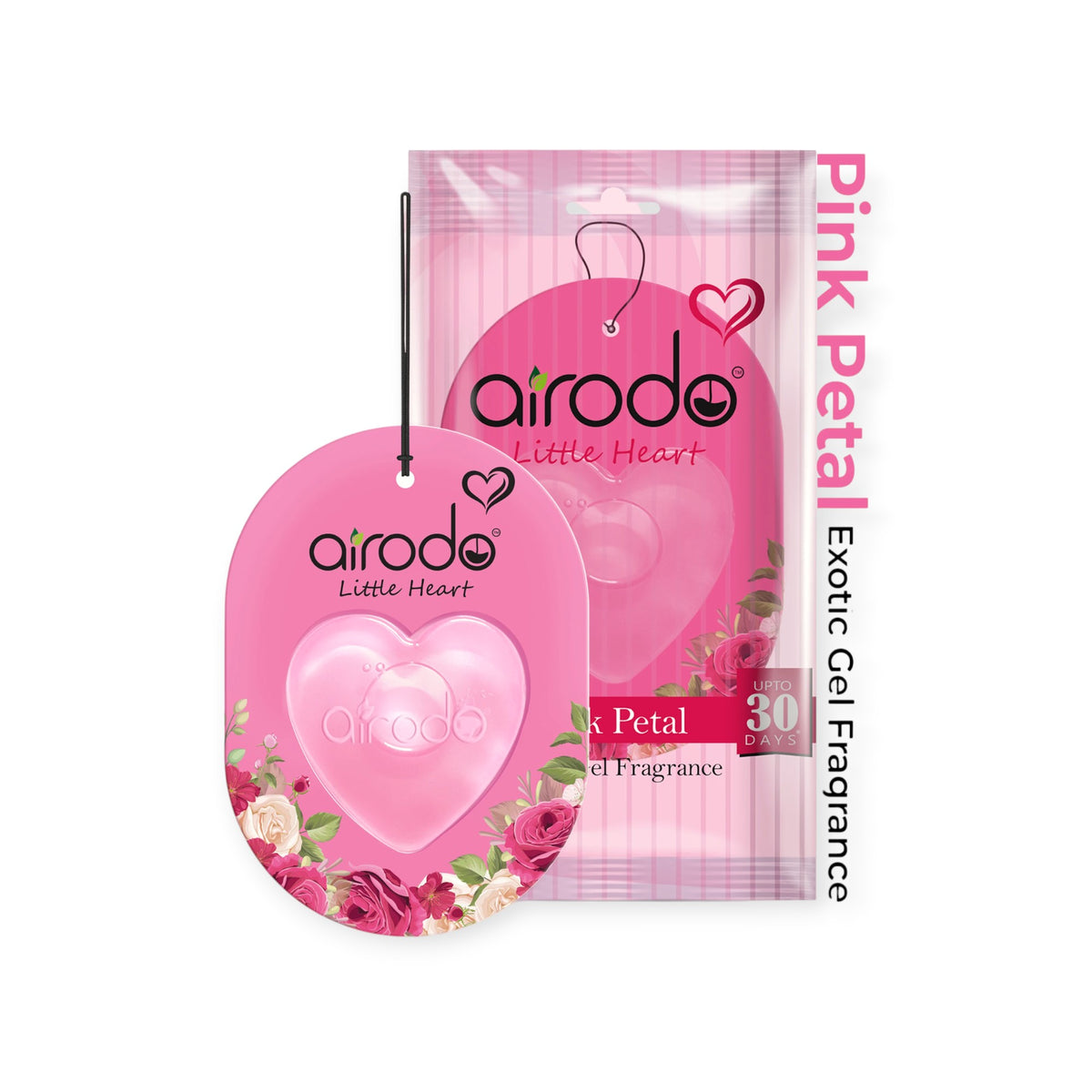 Airodo Little Heart Pink Petal Air Hanging Perfume Air Freshener Gel | Lasts Upto 30 Days | Air Accessories | For Dashboard, Rearview Mirror & Interior | Toxin-Free | 7.5ml (Pack of 1)