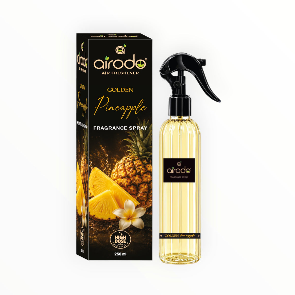 AIRODO Golden Pineapple Fragrance Spray 250ml | 3X More Fragrance | Essential Oils | FDA Approved