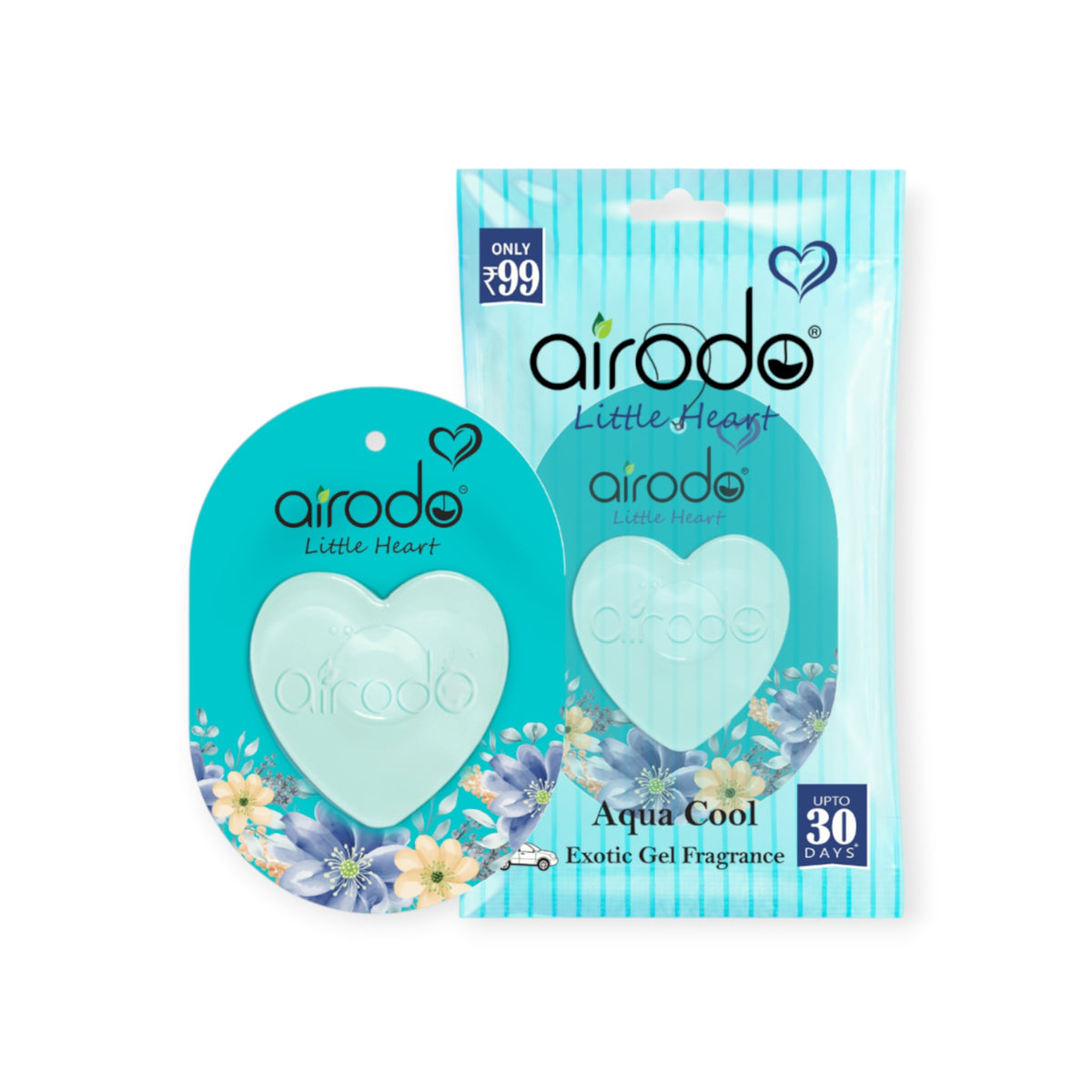 Airodo Little Heart Aqua Cool Air Hanging Perfume Air Freshener Gel | Lasts Upto 30 Days | Air Accessories | For Dashboard, Rearview Mirror & Interior | Toxin-Free | 7.5 ml (Pack of 1)