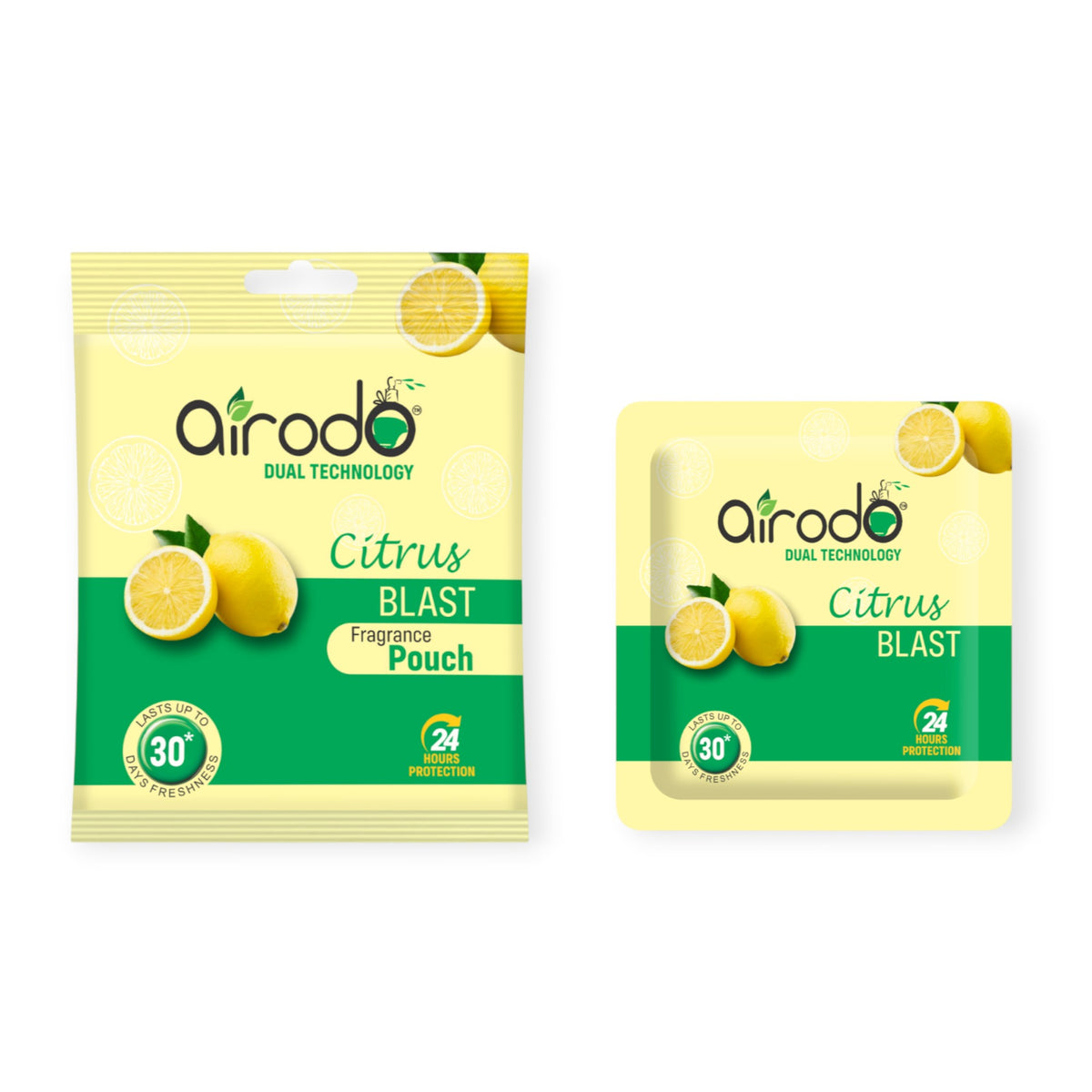 AIRODO Citrus Blast Fragrance Pouch – 10g | Dual Technology | Up to 30 Days Freshness