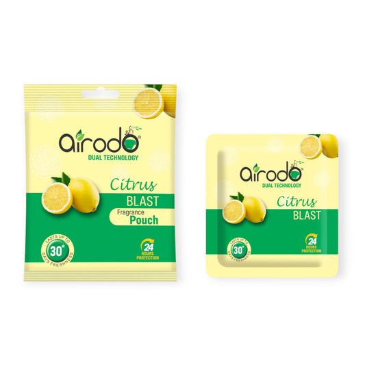 AIRODO Citrus Blast Fragrance Pouch – 10g | Dual Technology | Up to 30 Days Freshness