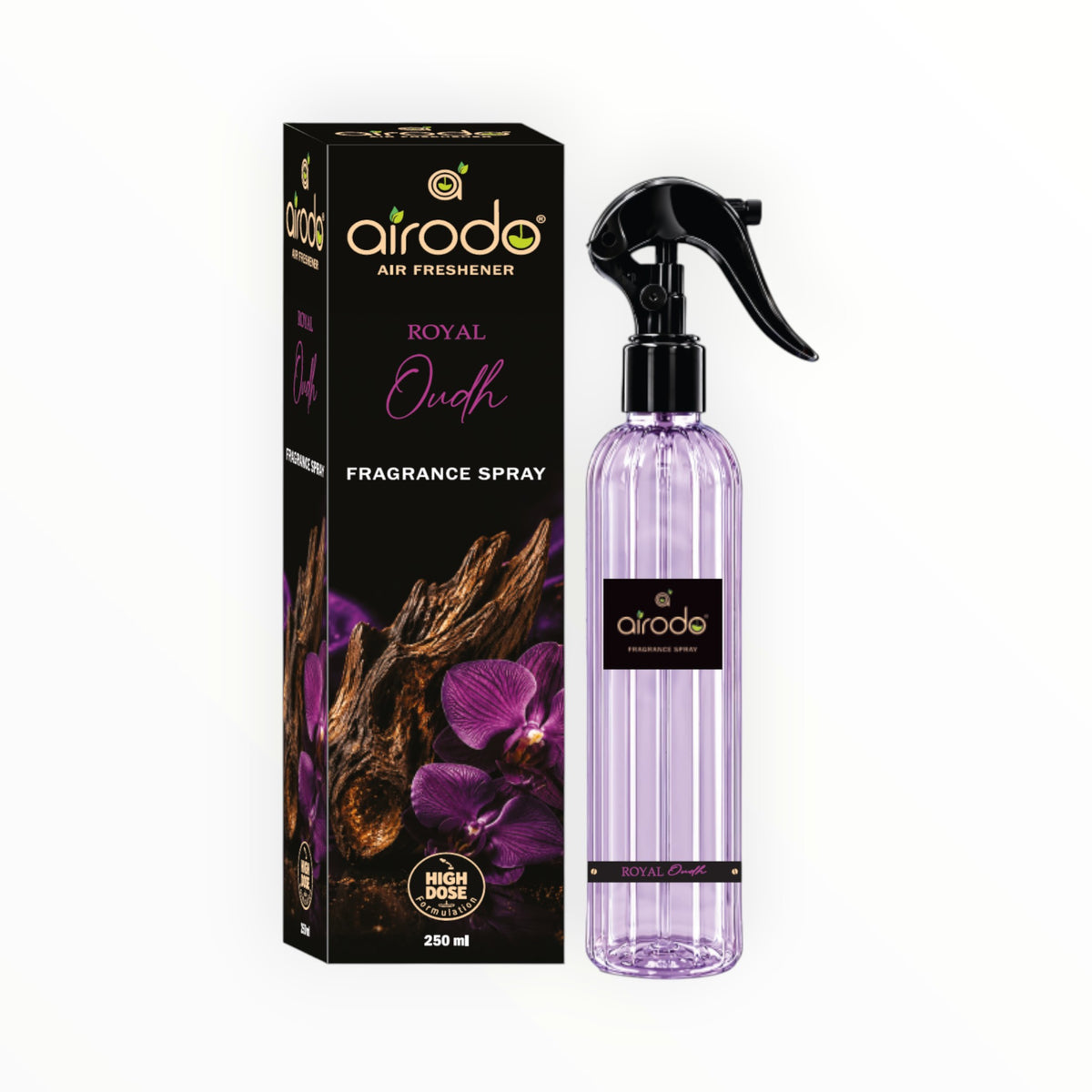 AIRODO Royal Oudh Fragrance Spray 250ml | 3X More Fragrance | Essential Oils | FDA Approved