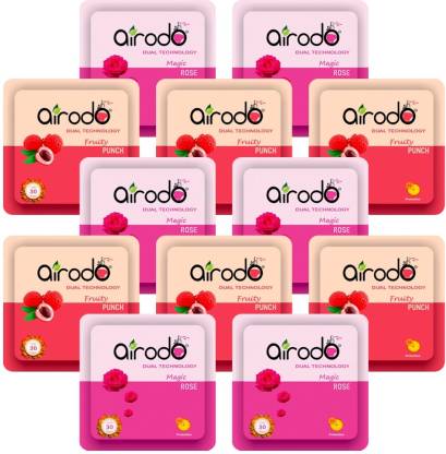 AIRODO Pocket Gel Air Freshener |Mix Scents (Magical Rose | Fruit Punch) (pack of 12) Blocks  (12 x 10 ml)